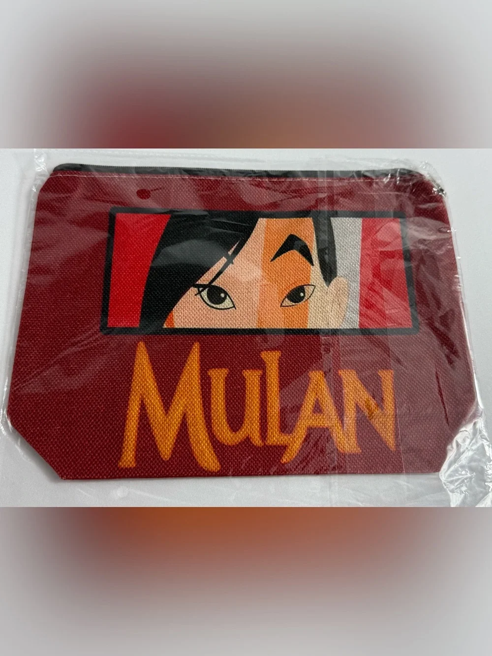 NWT-Mulan 9.25”x6.9” Dual-Sided Artwork Linen Cosmetic Make-Up Bag